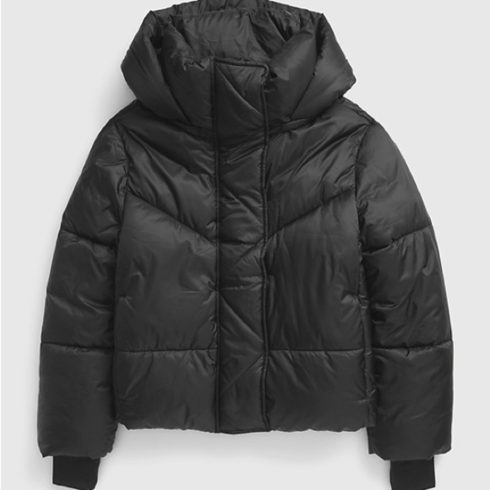 GAP Black Big Puff Cropped Coat